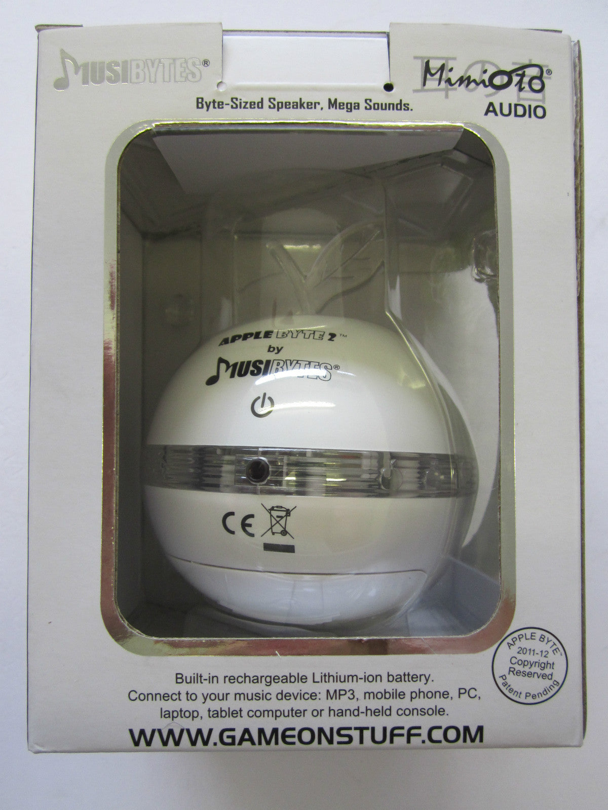White AppleByte2 Plug & Play Mini Sized Loudspeaker Speaker for Blackberry