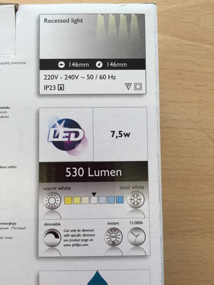 Philips myBathroom Recessed Spot Matt Chrome Bathing Light Energy Saving LED