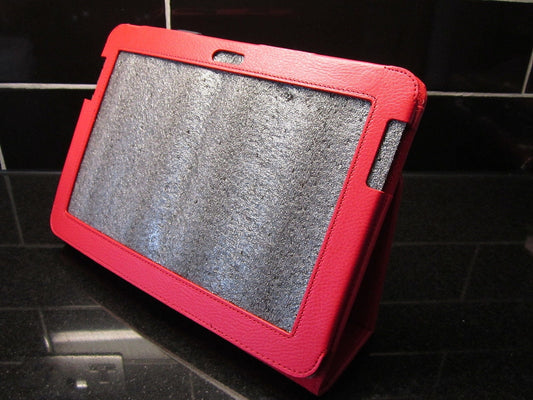 Red Samsung Galaxy Note N8000 Tablet Litchi Leather Carry Case Cover/Angle Stand