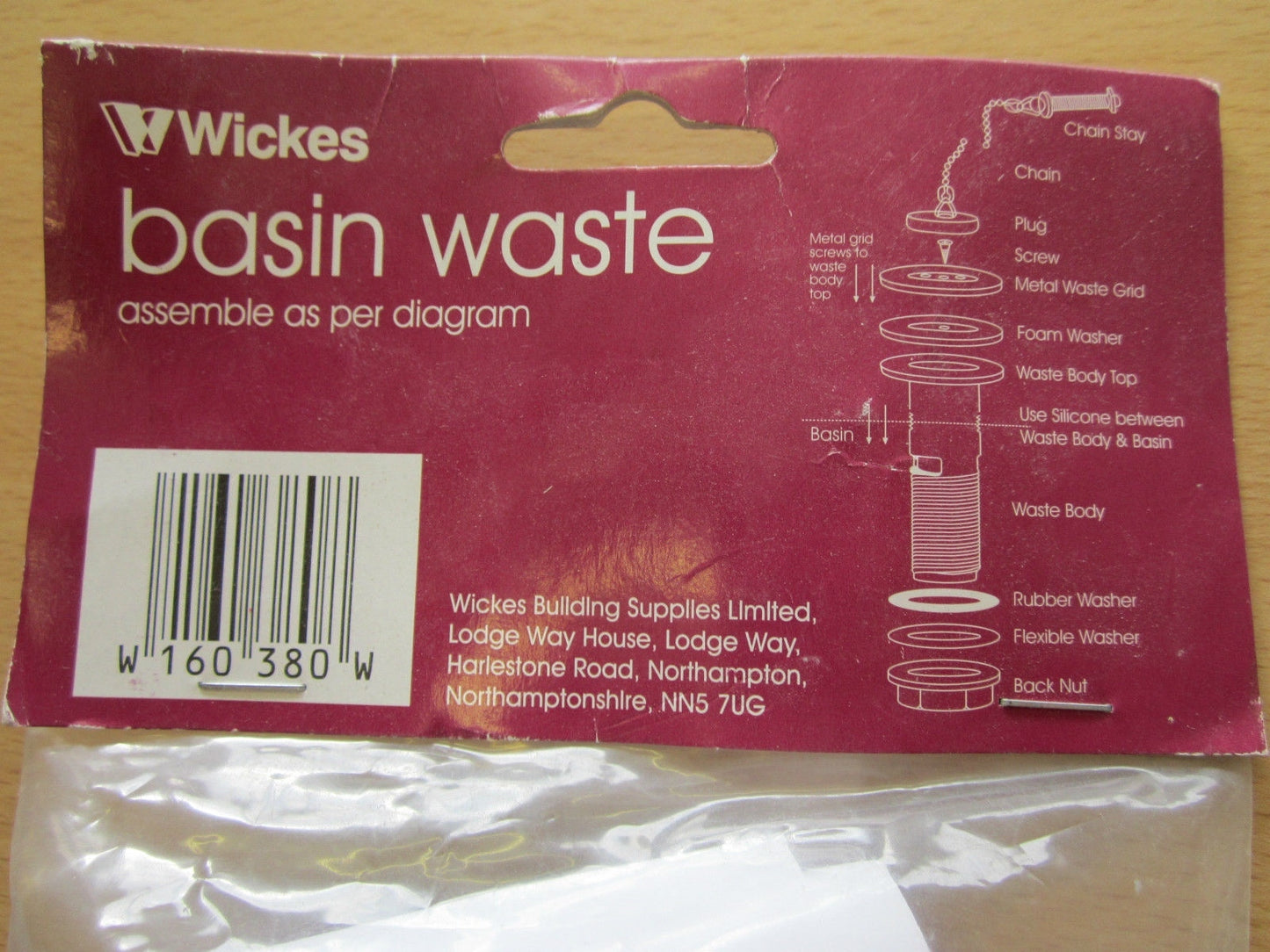 Genuine Wickes Chrome Effect Basin Waste Assembly for Standard Basin