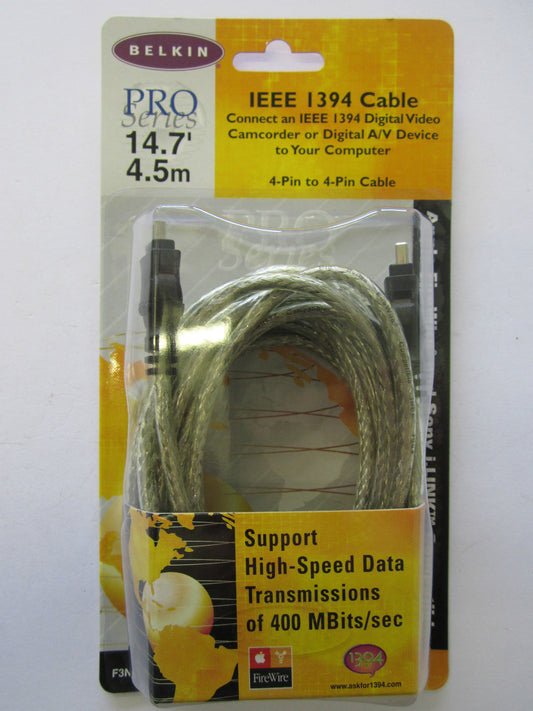 Pro Series IEEE 4 pin to 4pin Firewire Data Cable 4.5m F3N402-14ICE-DB