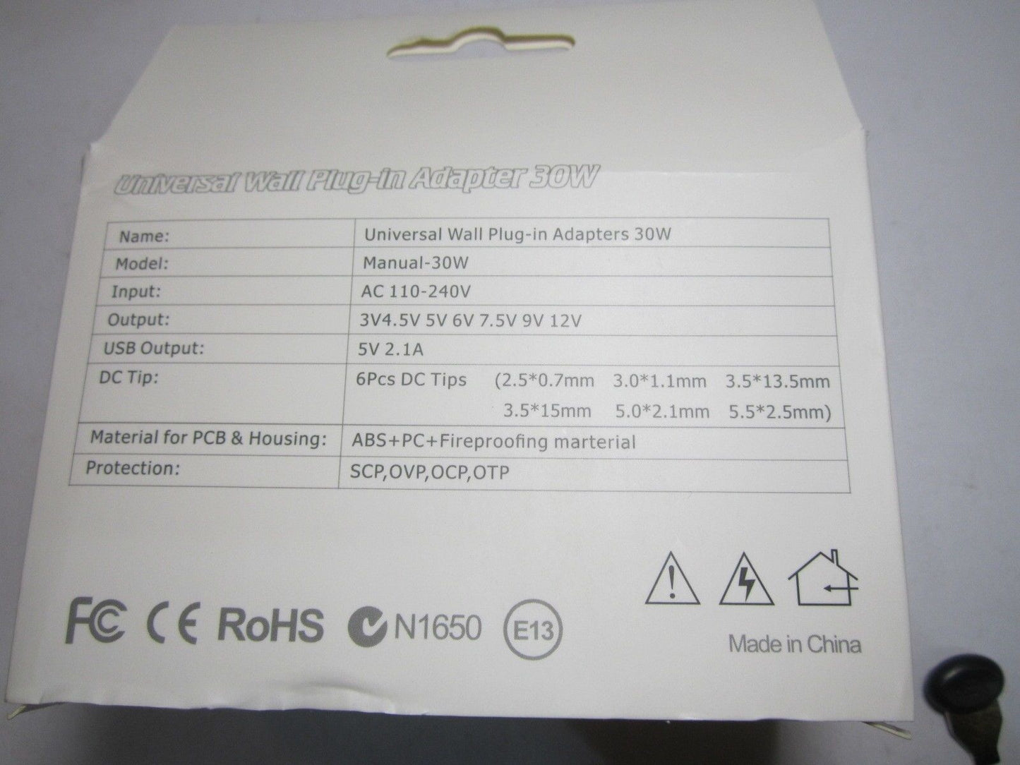 EU 3V/4.5V/5V/6V/7.5V/9V/12V 30W Universal Switching Adapter Power Supply + 6 Tips