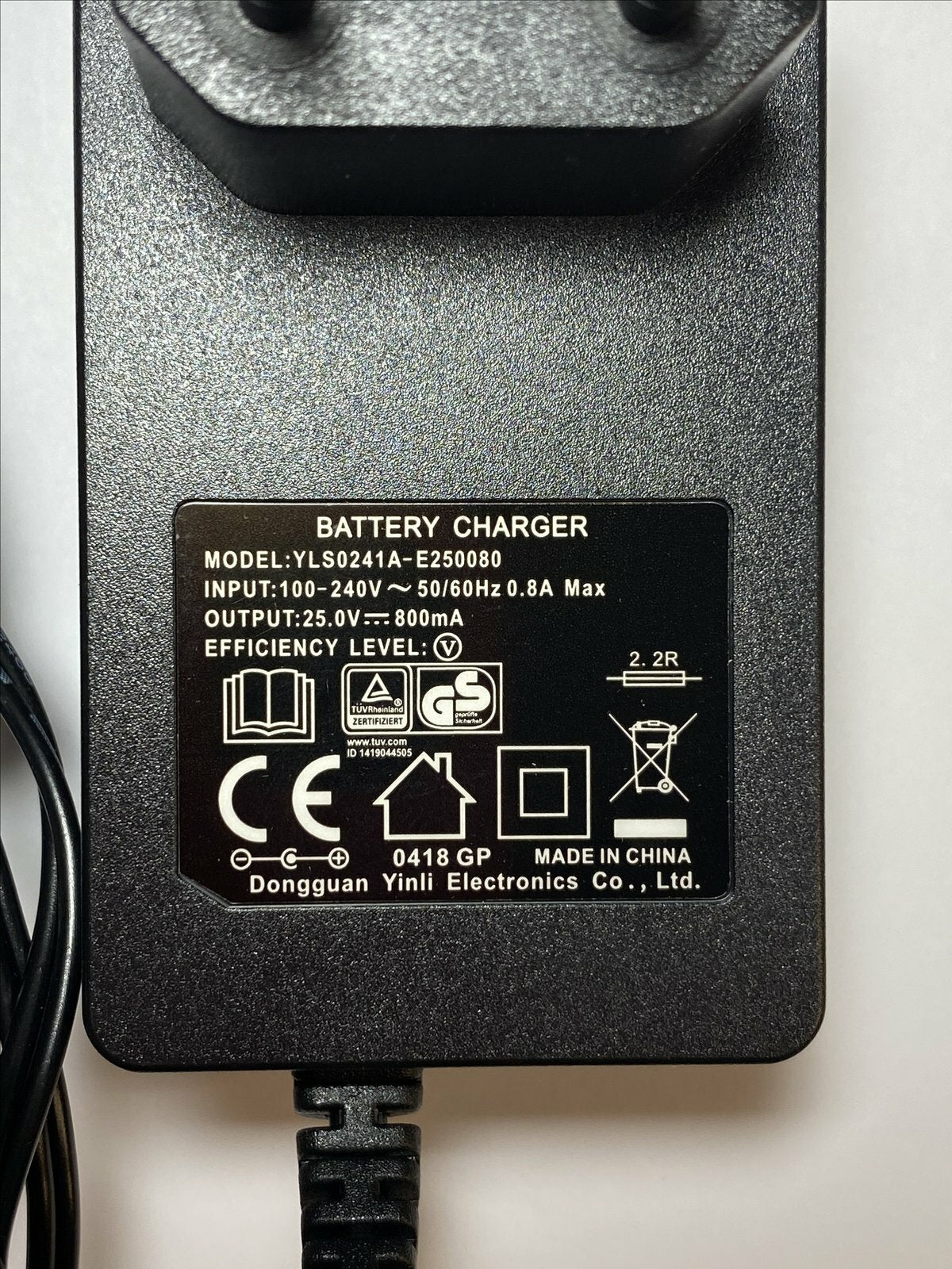 EU 25.0V 25V 0.8A 800mA Battery Charger Constant Current AC-DC Adaptor 5.5x2.1