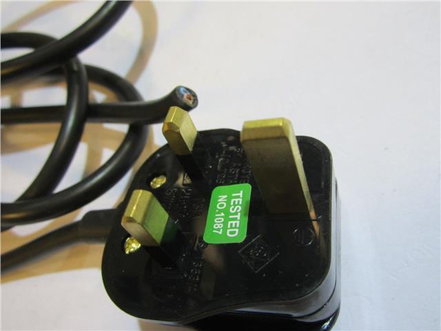 3M Long 2 Core Black Cable Lead Flex for Power Tool UK Moulded BS1363 13A Plug