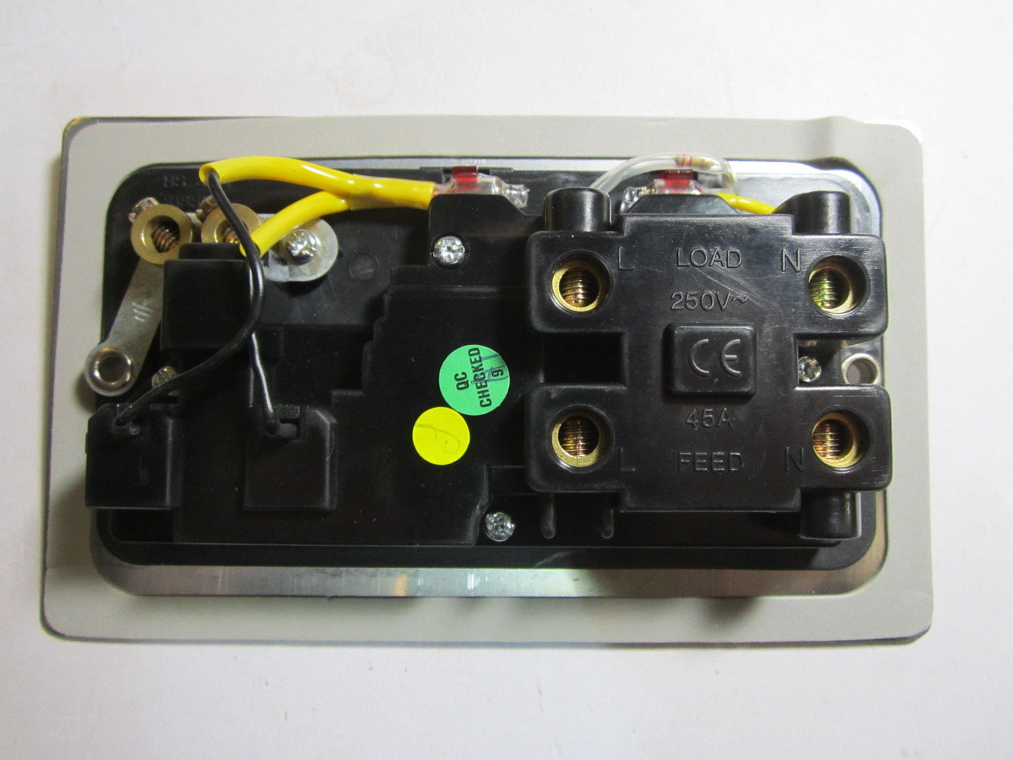 Volex Cooker Control 45A Switch 13A Socket Neon Black Interior Stainless Steel