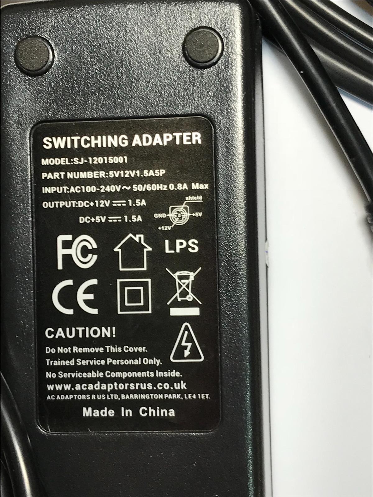 UK 12V 5V 5-Pin AC Adaptor Power Supply for Hard Drive WD Elements WD4000E035-00