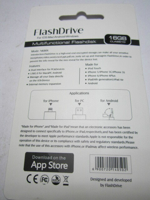 16GB Flash Drive USB Memory Stick for Apple iPhone/iPad/iPod/Android iStick App