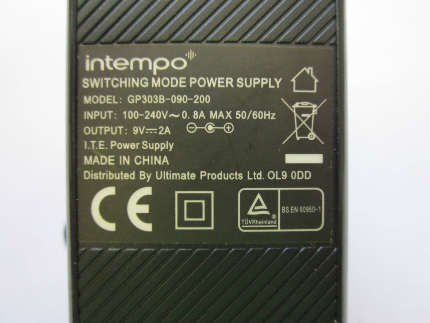 Genuine Intempo Switching Mode AC-DC ADAPTOR Model GP303B-090-200 9V 2A