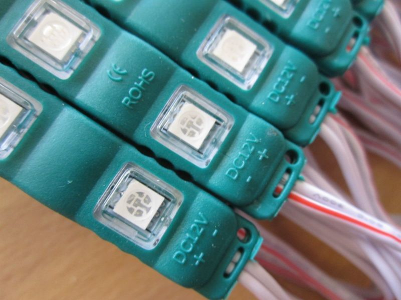 20 x 3 GREEN 12V DC 0.72W 5050 Sticky Waterproof SMD LED Signage Module