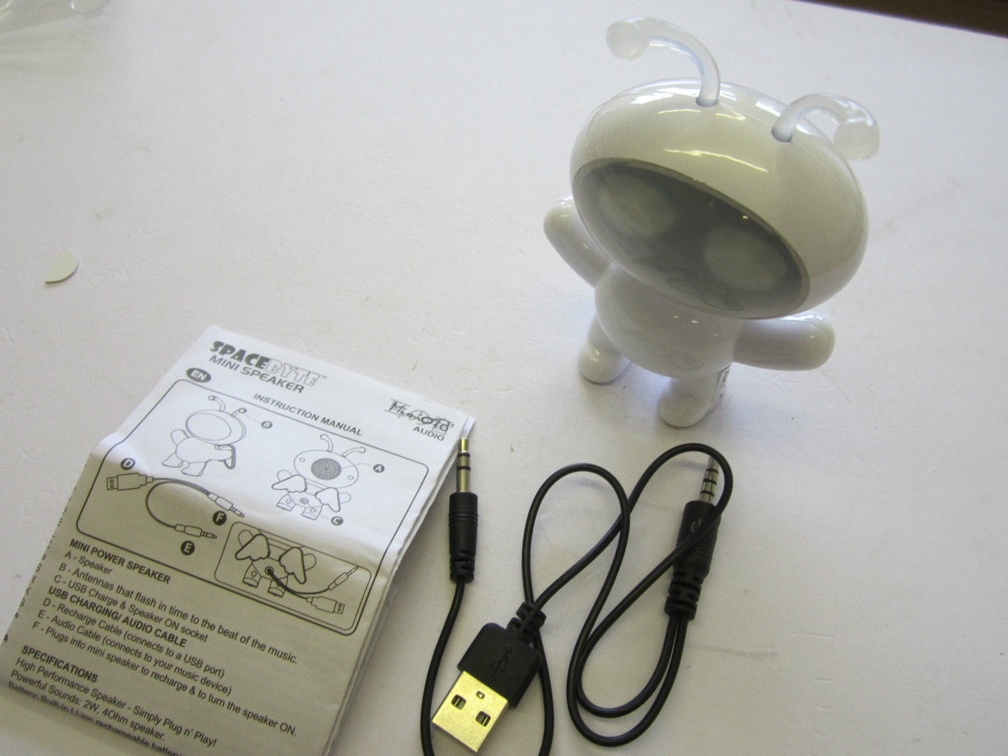 White Musibytes SpaceByte Mini Devil Angel Loud Speaker for ALL Tablet