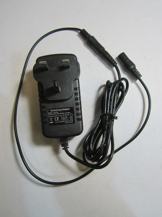 2.1mm x 5.5mm Female Connector 12V Regulated Mains AC-DC Adaptor Power Supply UK