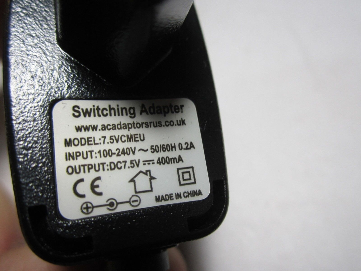 EU 7.5V 400mA Mains AC-DC Switching Adaptor Power Supply Charger 2.5mmx0.8mm