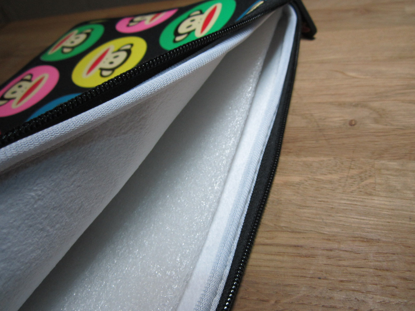 Black Monkey Soft Ipad Pouch Case Sleeve Bag with Circles and 1 Zipped Section