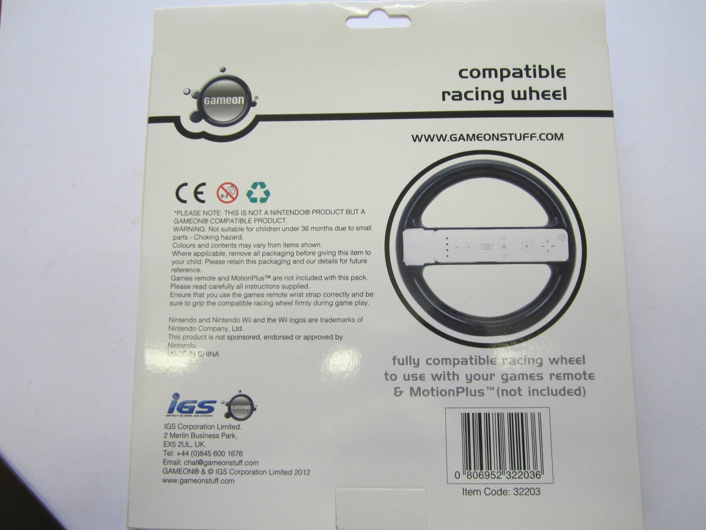 GameOn Wii / MotionPlus Compatable Racing Steering Wheel for Controller