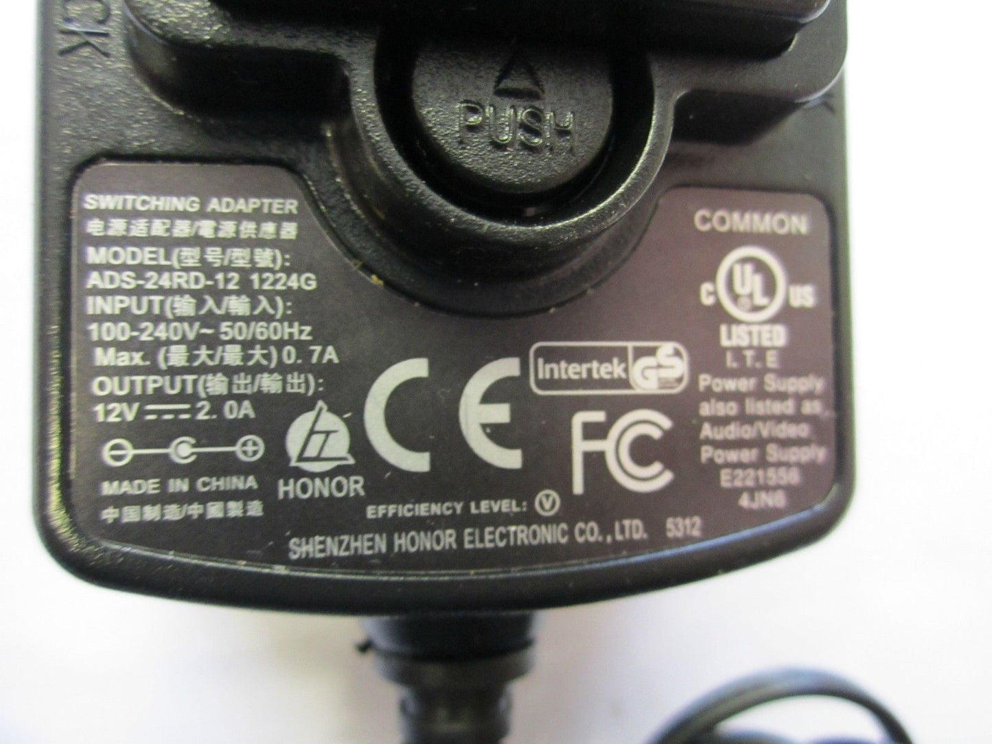 EU European 12V 2.0A Switching Adapter Model ADS-24RD-12 1224G AC-DC ADAPTOR