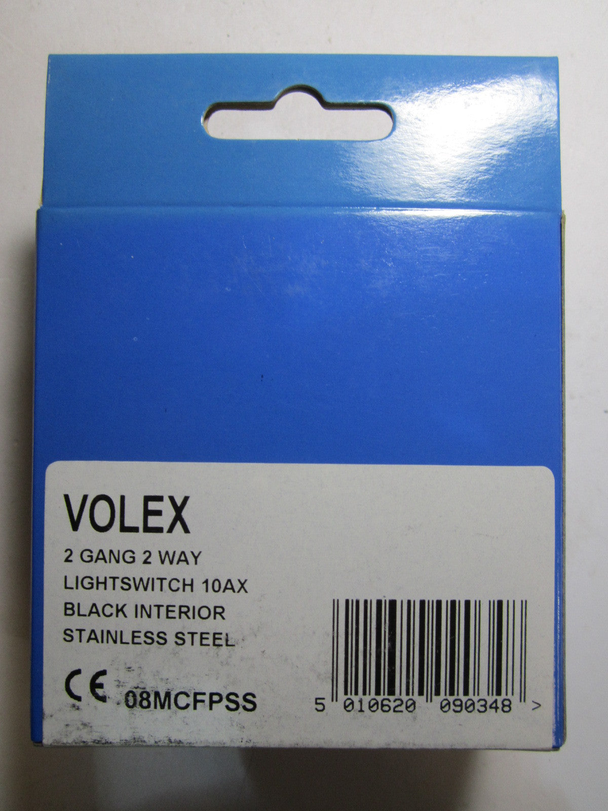 Volex 2 Gang 2 Way Lightswitch 10AX Black Interior Stanless Steel Flat Plate