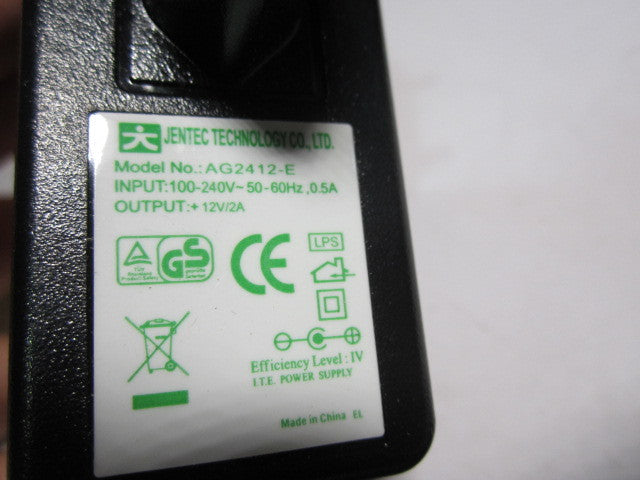 EU 2 Pin Genuine Original JENTEC AG2412-E 12V/2A AC Adaptor Power Supply Charger