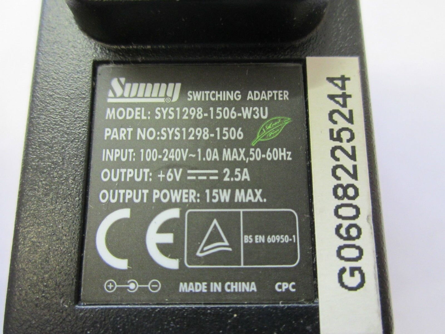 Genuine 6V 2.5A Sunny SYS1298-1506-W3U Switching Adaptor for Slingbox SB151-110
