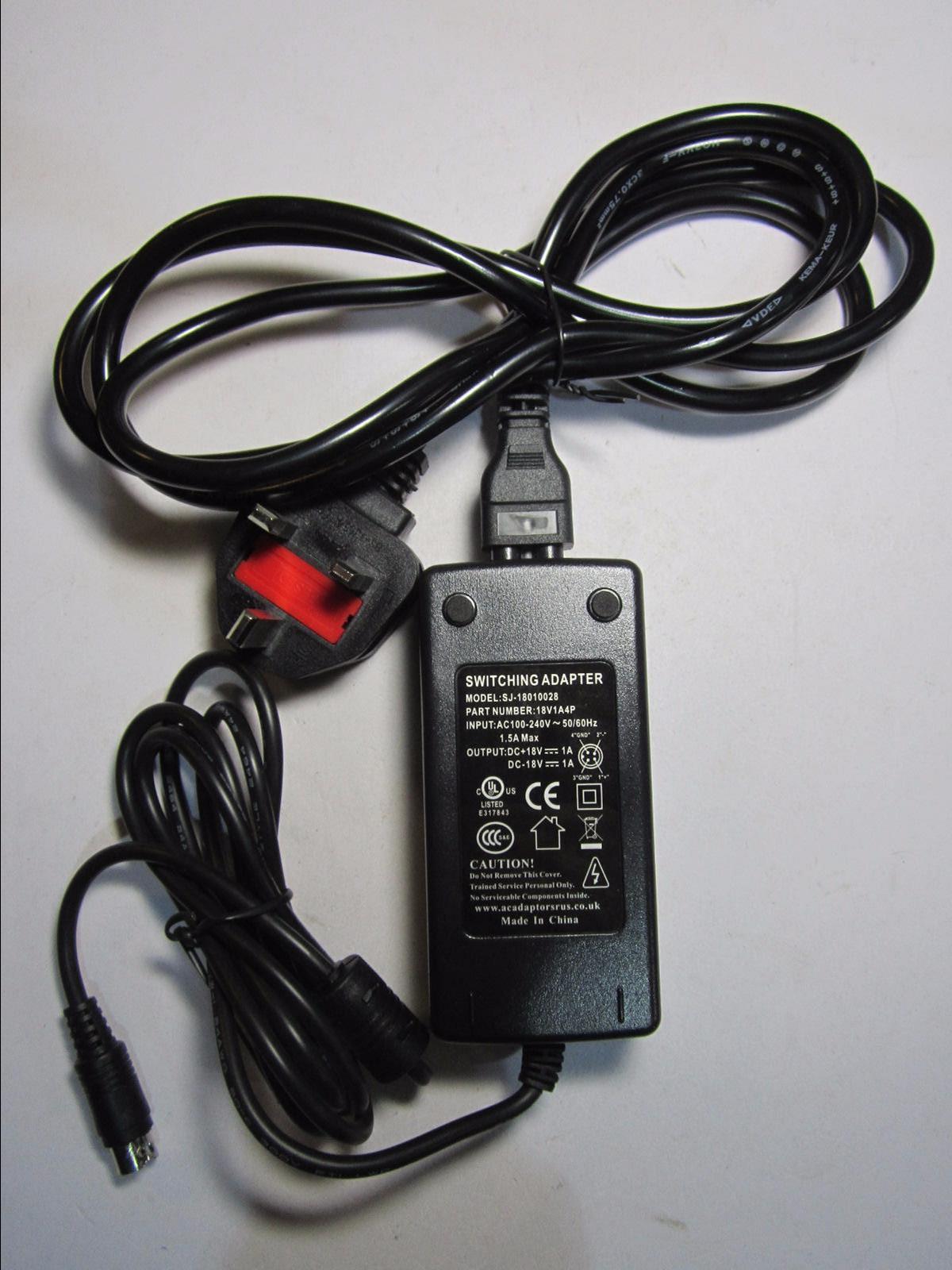 UK Replacement Klipsch PHIHONG PSM36W-201(C) DC +18V -18V 1A AC POWER ADAPTOR