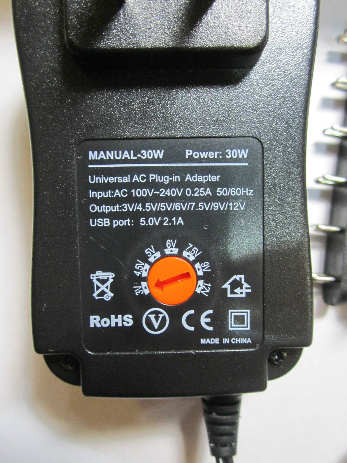 USA 3V/4.5V/5V/6V/7.5V/9V/12V 30W Universal Switching Adapter Power Supply + 6 Tips