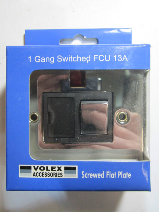 Switched Switch Spur Fused Socket Light Neon Polished Chrome Mirror Flat Plate