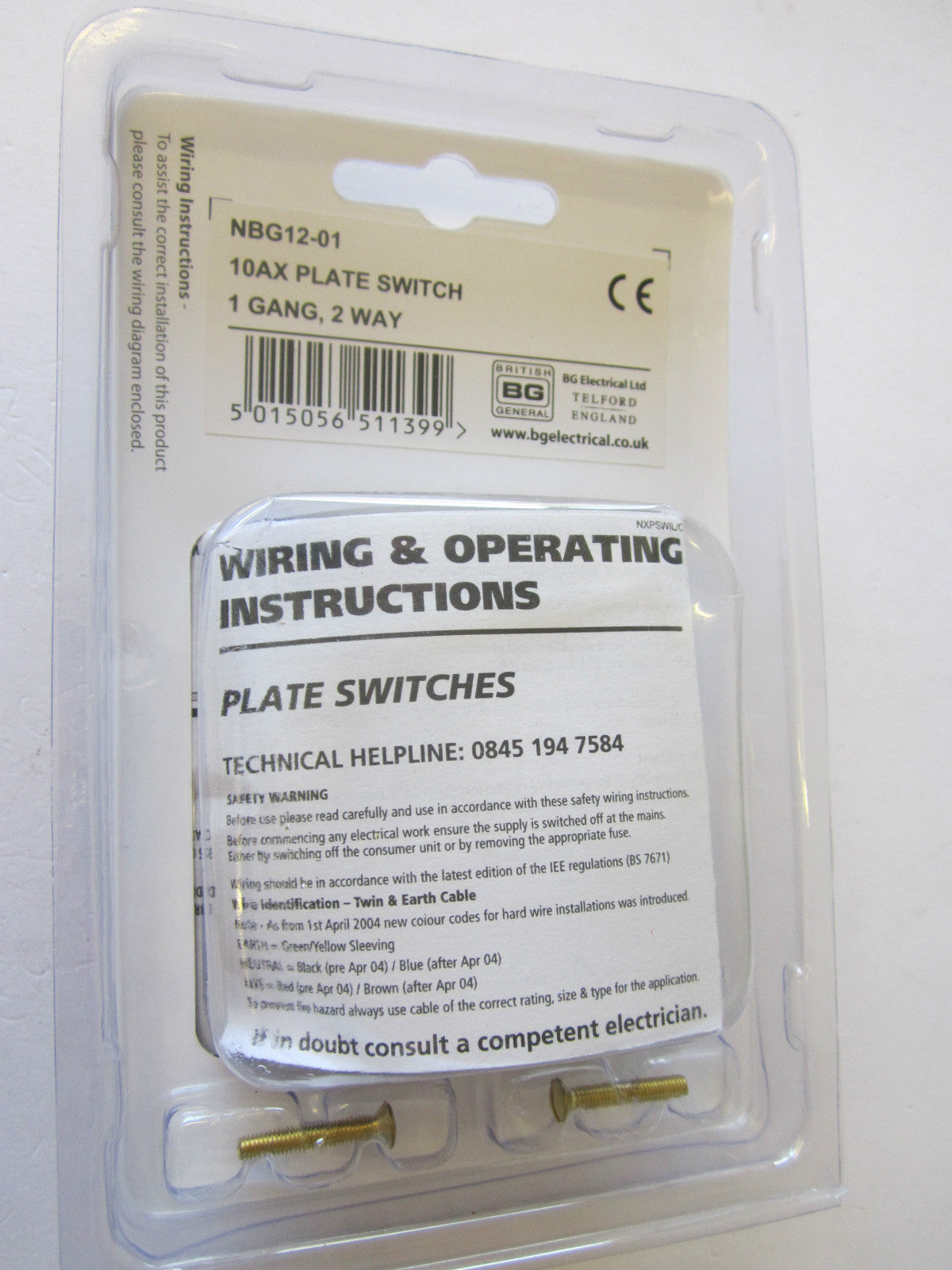 5 x Brass Georgian NBG12-01 10AX Plate Switch 1 Gang 2 Way Single Light Switch