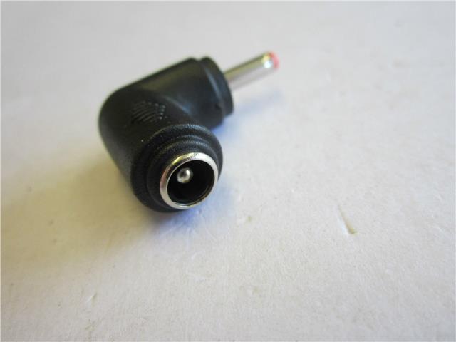 DC Push On Tip Female 5.5mmx2.1mm to Male 3.5mm x 1.3mm 3.5x1.3 Red 90 Degree