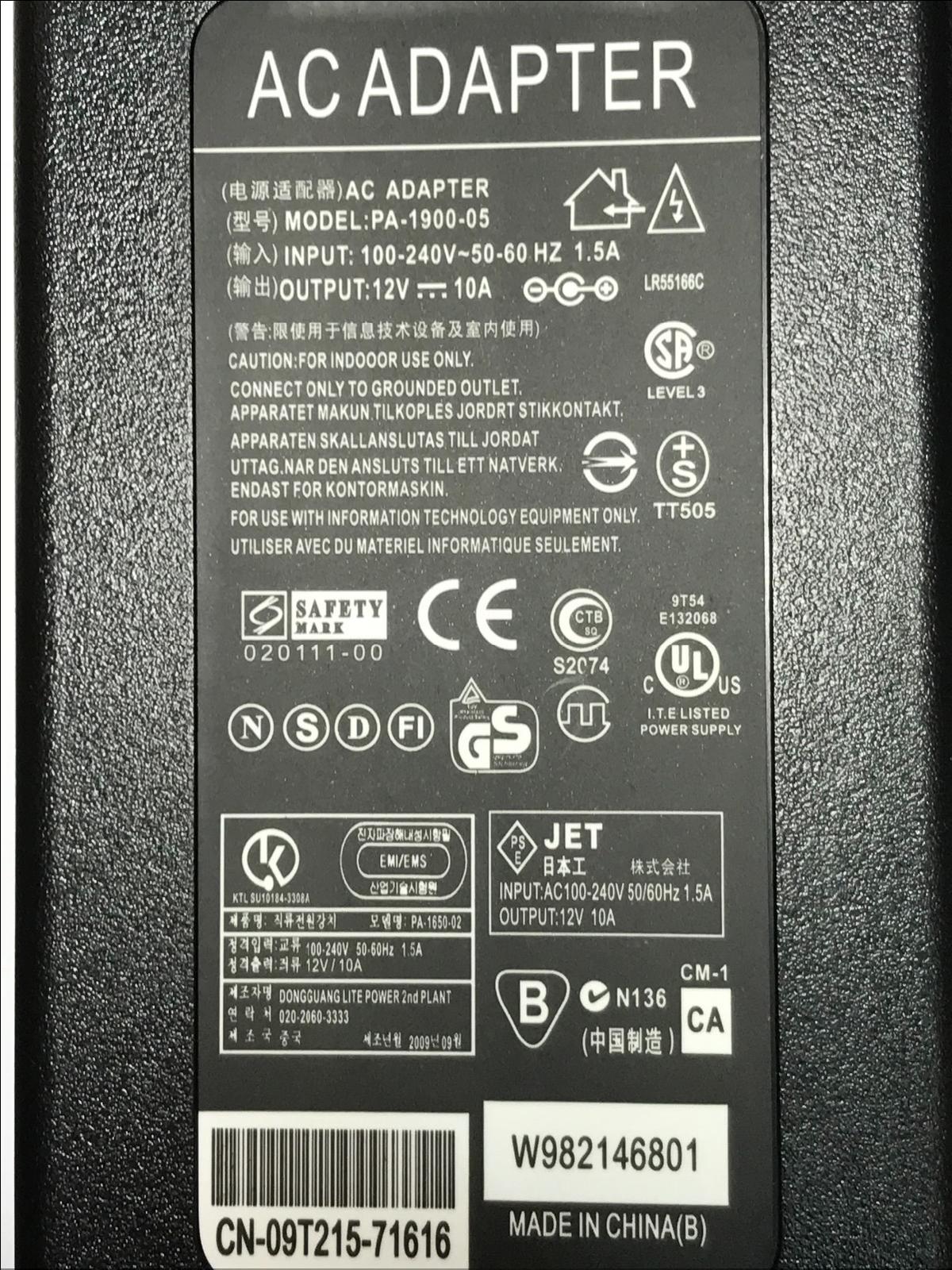EU 12.0V 12V 10A AC-DC Adaptor Power Supply 5.5 x 2.5 Positive Centre Polarity