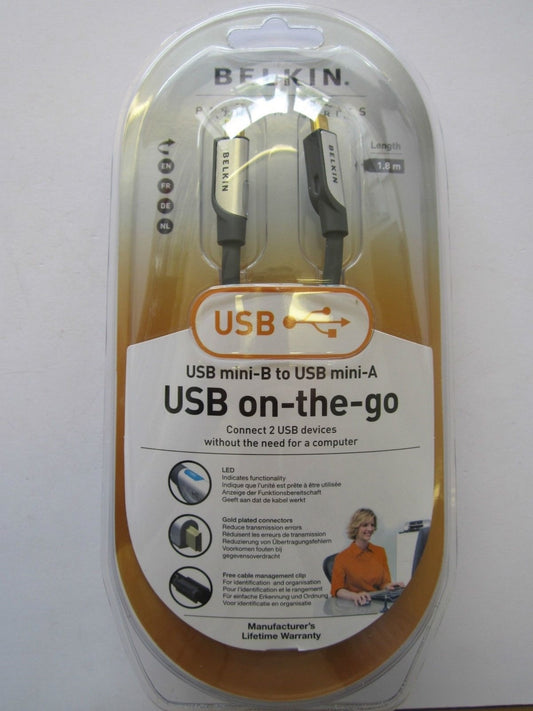 Genuine Original USB Mini-B to USB Mini-A (OTG On the Go) Cable Lead