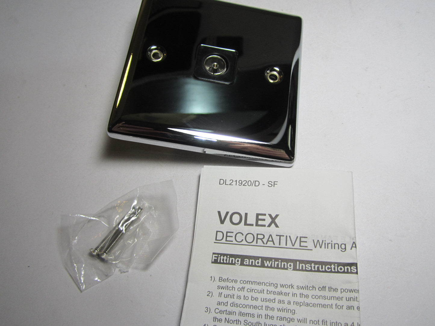 Volex Polished Chrome TV CO-AXIAL Socket Single Top Quality DEC0083