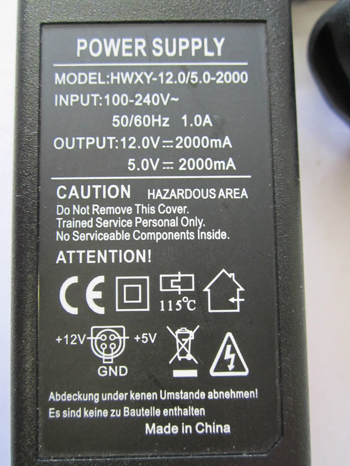 12.0V 12V 5.0V 5V 2000mA 2A 4 Pin DIN AC-DC Adaptor Power Supply + EU Plug Type1