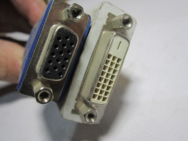 DVI Male to DVI Female & VGA Female Cable Lead Adaptor Convertor Blue/White