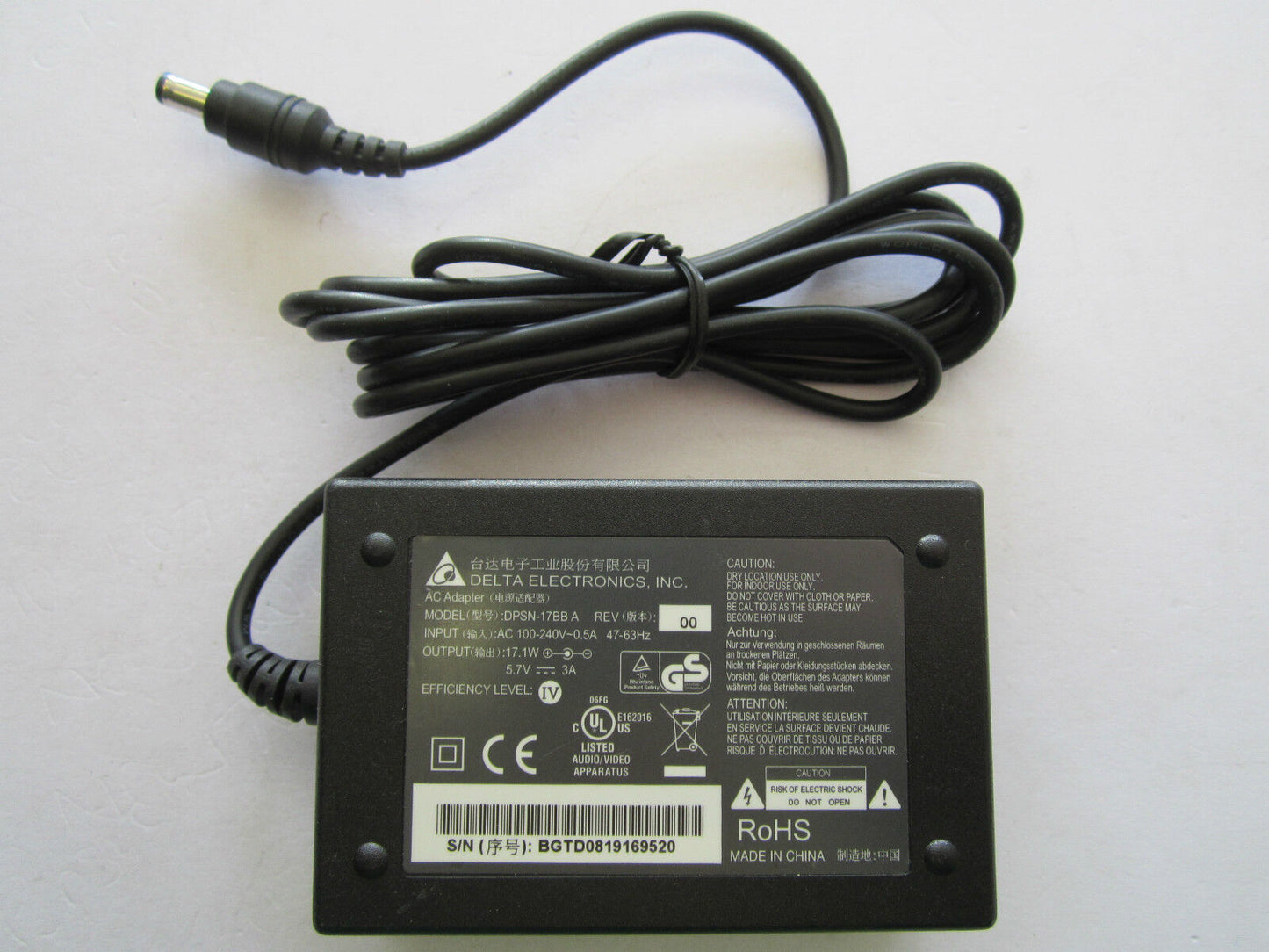 Replacement 5.7A Switching Adapter for Fukuda Battery Charger 5.6 Volt 900mA