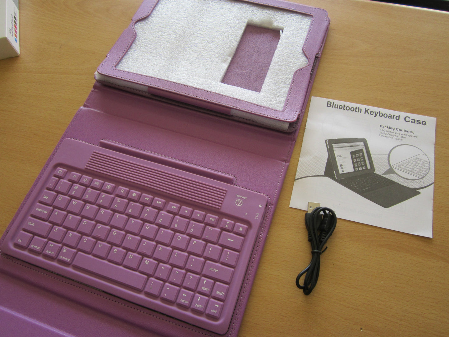 Purple Bluetooth Keyboard Real Leather Carry Folder Case 4 Old Apple iPad 1,2,3