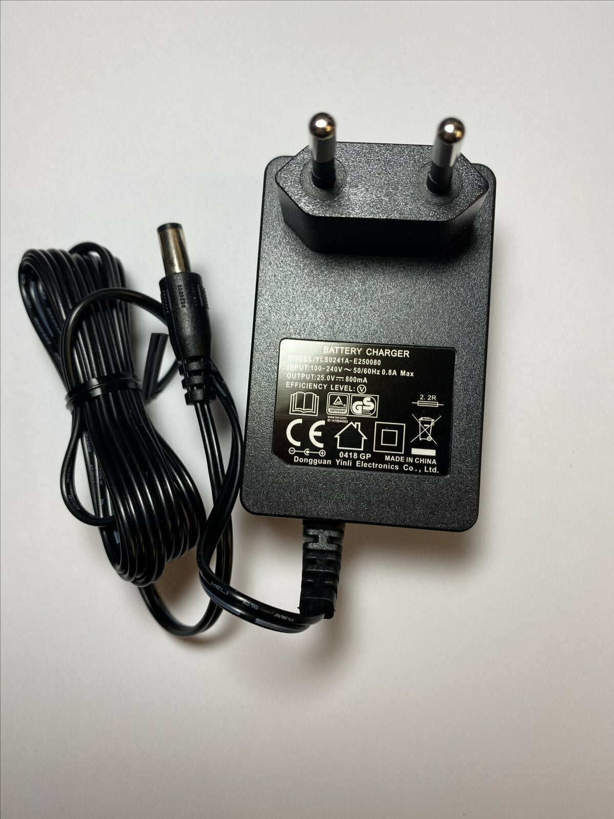 EU 25.0V 25V 0.8A 800mA Battery Charger Constant Current AC-DC Adaptor 5.5x2.1