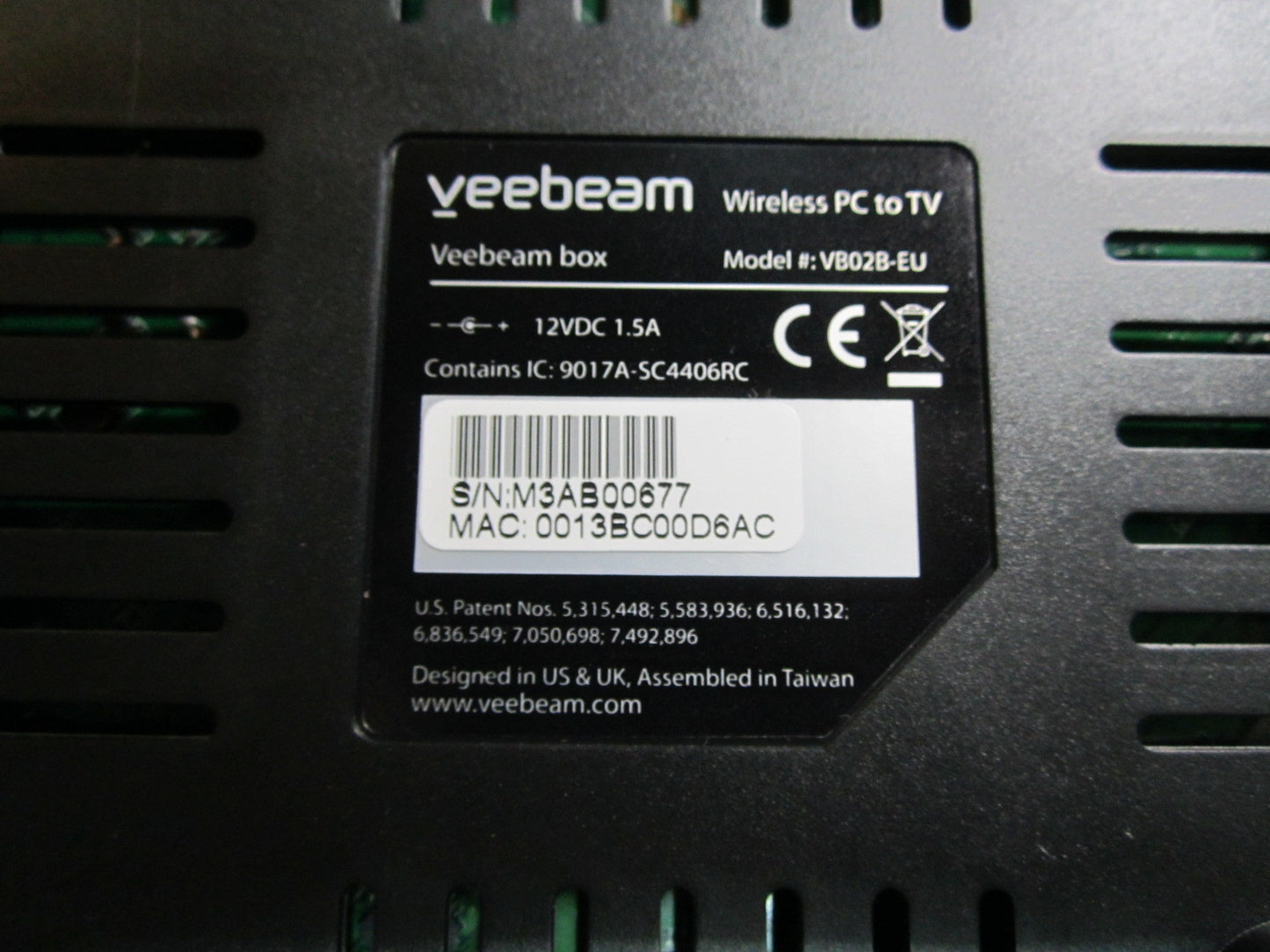 Veebeam VB02B HD Wireless Laptop PC to TV HDMI Composite HDTV Link Screencast