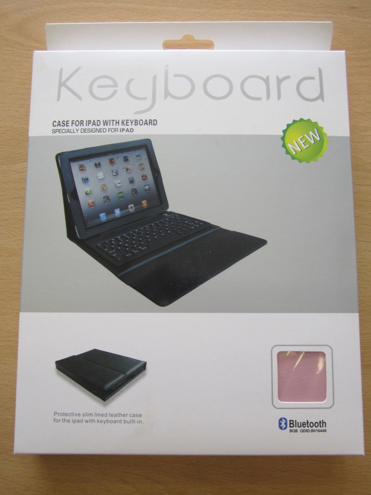 PINK Bluetooth Wireless Keyboard Leather Carry Case/Stand Apple iPad 1,2,3 New