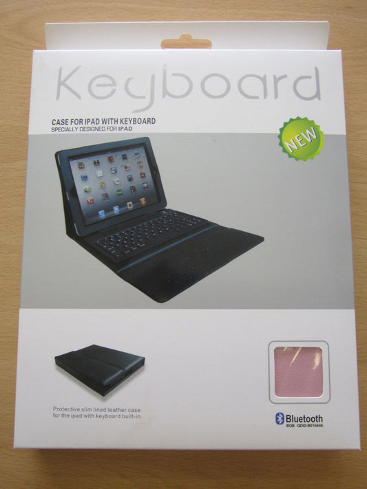 PINK Bluetooth Wireless Keyboard Leather Carry Case/Stand Apple iPad 1,2,3 New