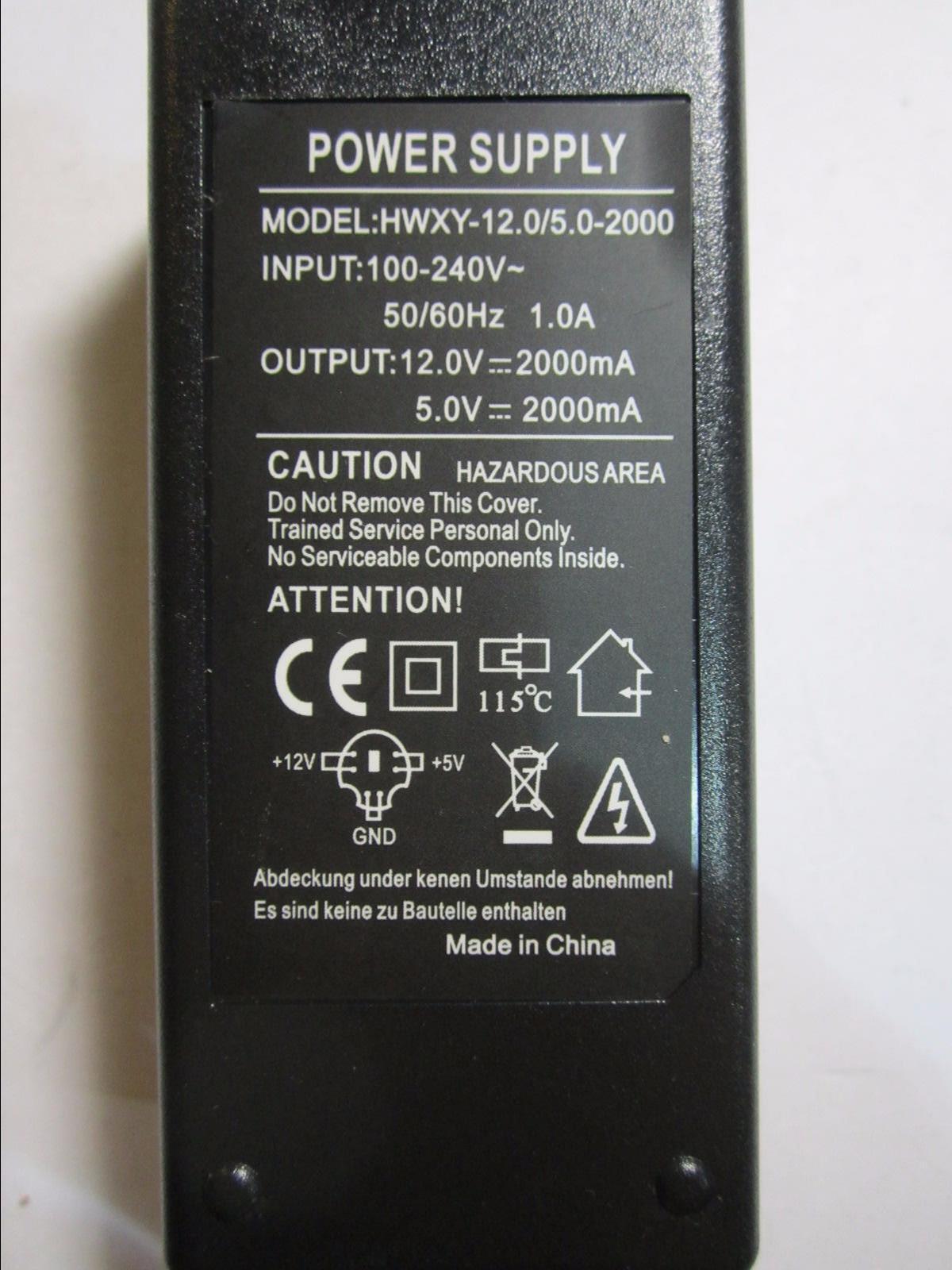 12V 2A 5V 2000mA GND 6 Pin DIN AC-DC Switching Adaptor Power Supply PSU