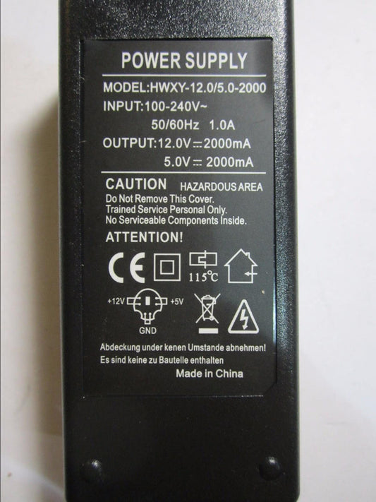 12V 2A 5V 2000mA GND 6 Pin DIN AC-DC Switching Adaptor Power Supply PSU