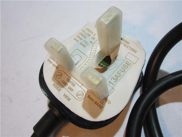 3M Long 2 Core Black Cable Lead Flex for Power Tool UK Moulded BS1363 13A Plug