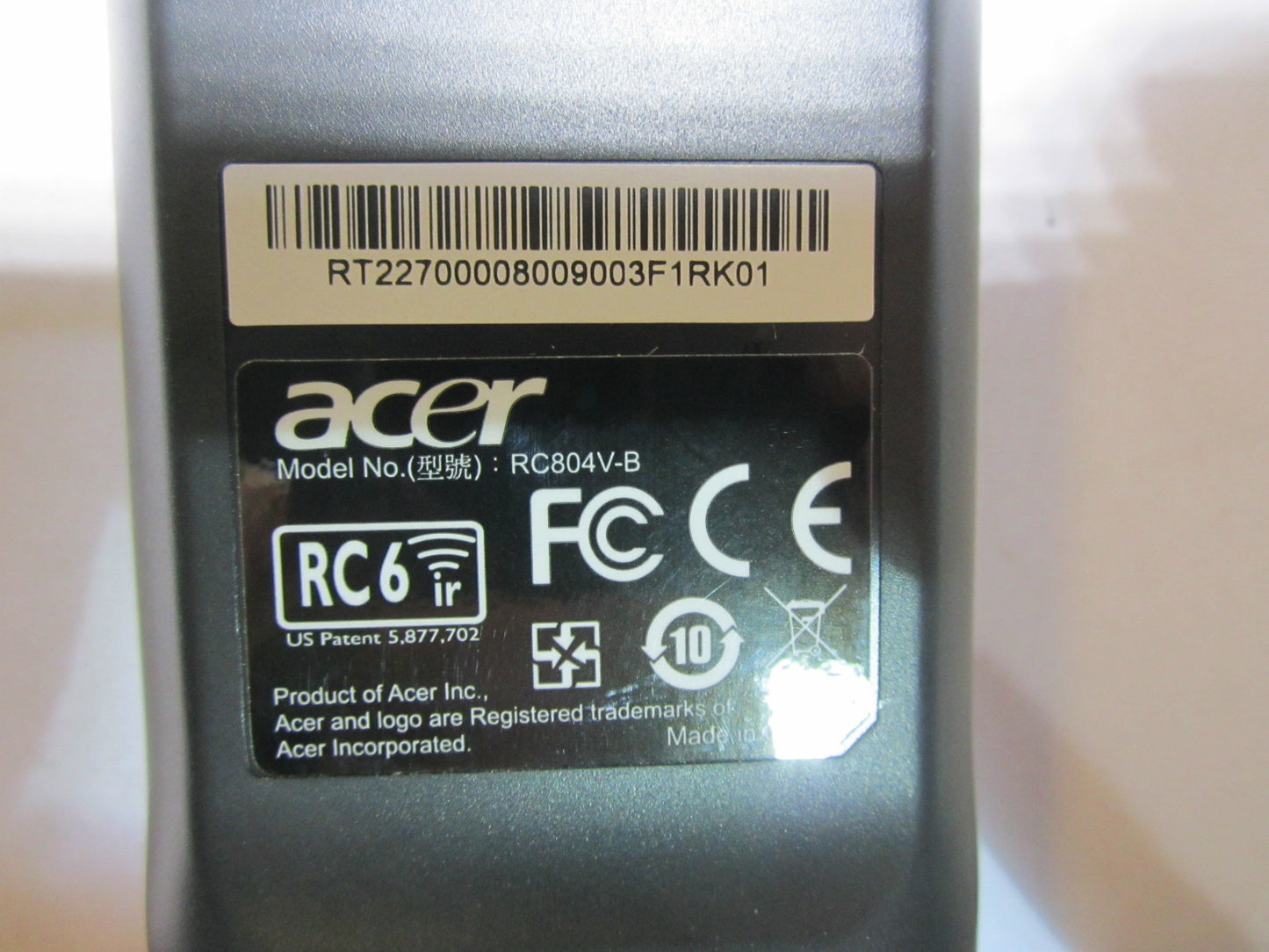 Genuine Acer RT.22700.008 Acer CONTROL.REMOTE.EU.VISTA RT22700008009003F1RK01