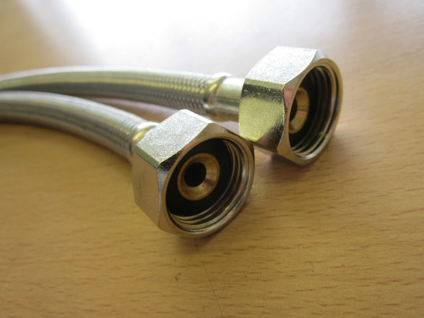 PACK OF 2 STEEL WICKES FLEXIBLE MONOBLOC TAP CONNECTOR HOSE PIPE
