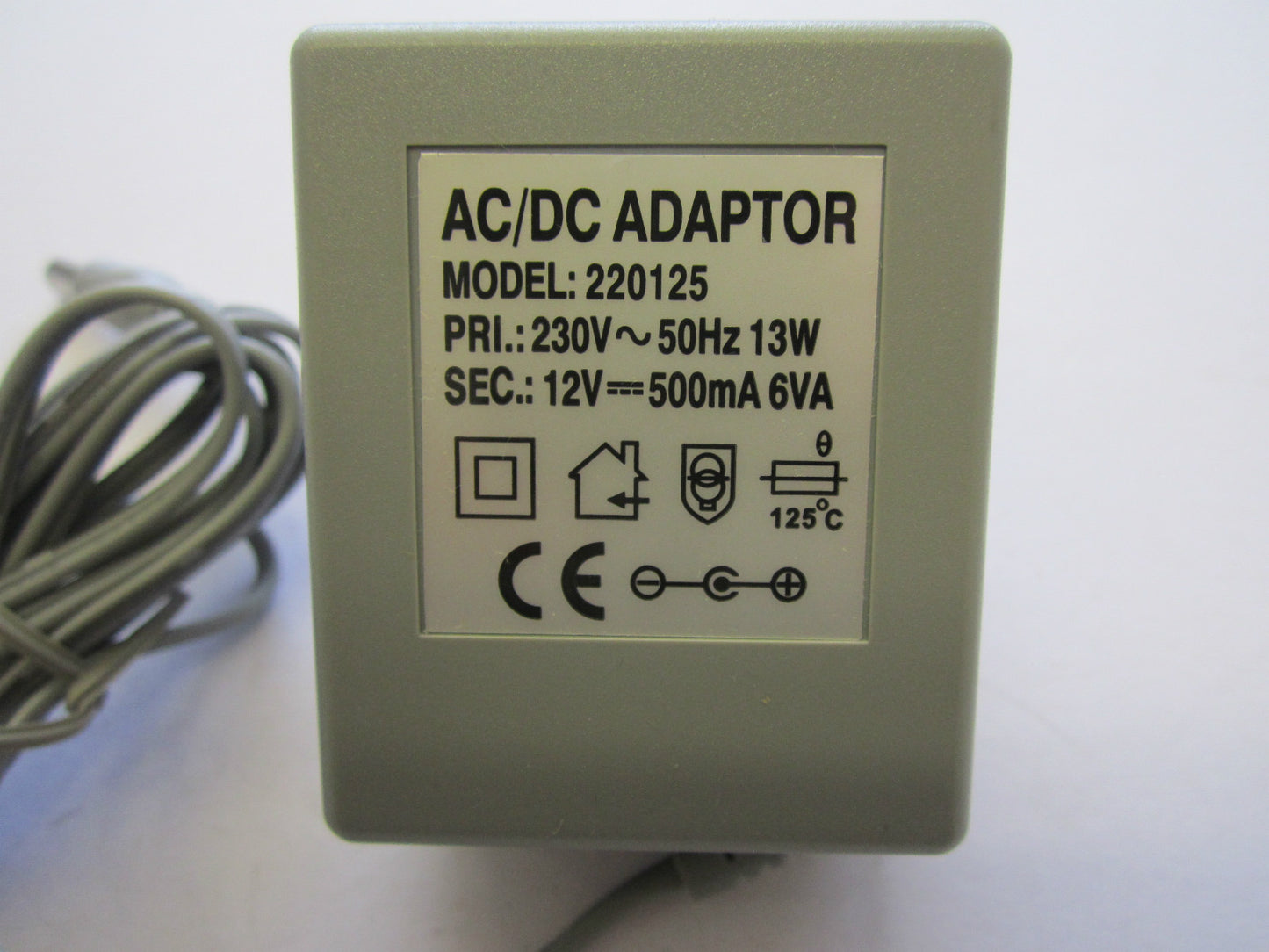 EU 12V 500mA 6VA AC/DC Adaptor Power Supply Model: 220125 5.5mm x 2.5mm 5.5x2.5