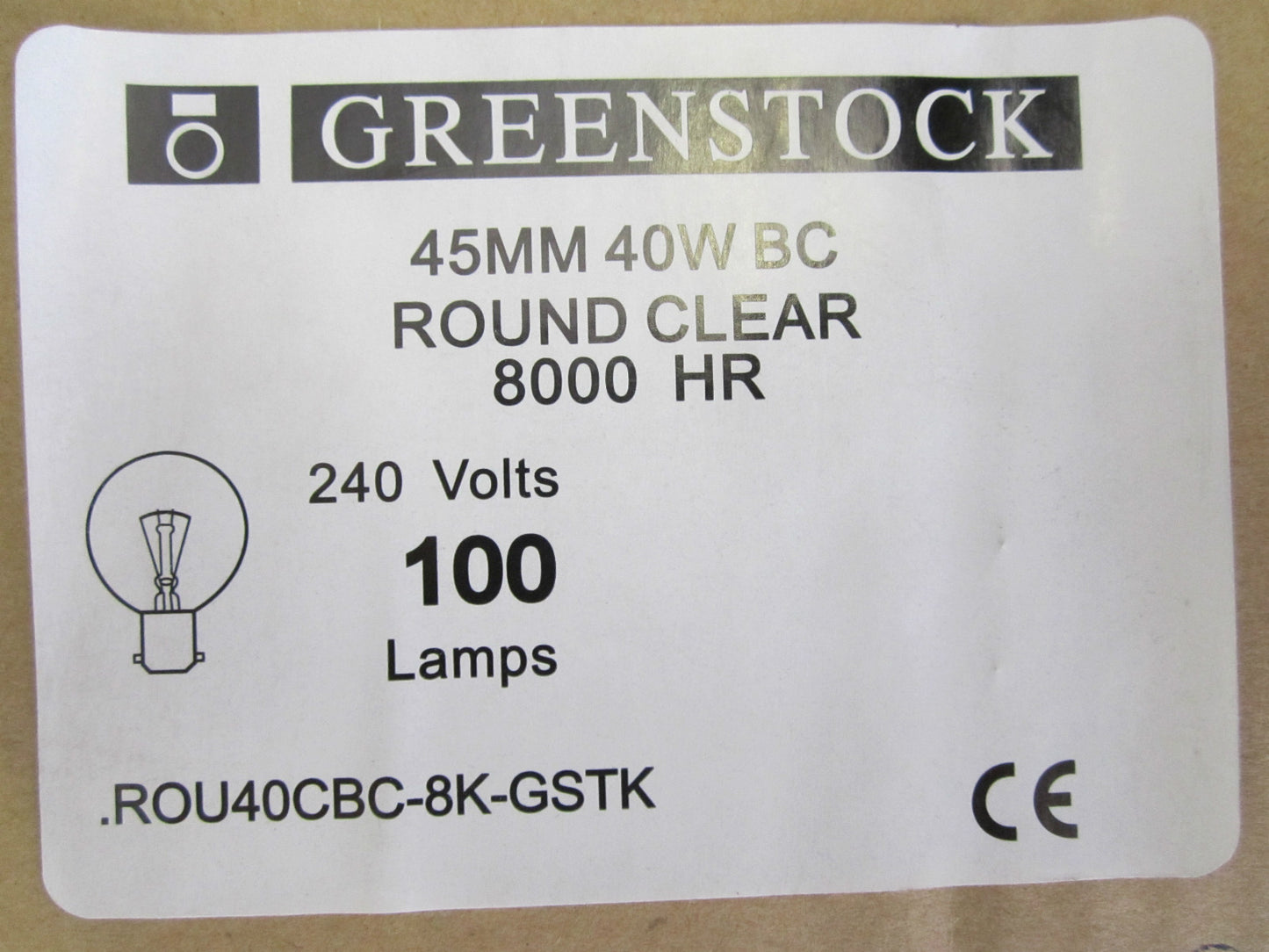 10 x GREENSTOCK 45mm 40W BC Round Clear 8000hr Light Bulb Golf Ball 310lm 240V