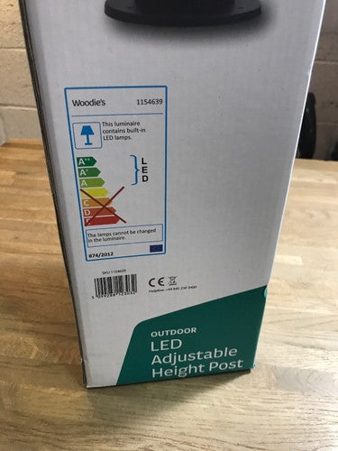 Outdoor Led Adjustable Height Post Black Ip44 1154639
