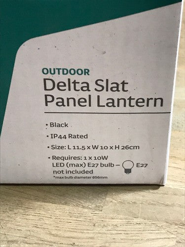 Outdoor Delta Slat Panel Lantern Black Ip44 Rated E27 1154923