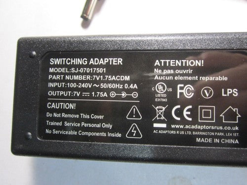 7V 7.0V 1.75A 1750mA Mains AC-DC Desktop Switching Adaptor Power Supply 3.5/1.3
