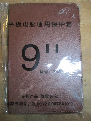 9" Brown PU Leather Multi Angle Stand Carry Case for Android Touchscreen Tablet