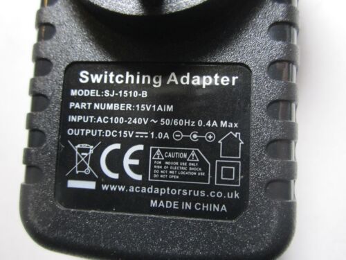 DIXIETREE 15V 1A 15.0V 1.0A Switching Adapter 15V1AIM AC-DC Power Supply UK Plug